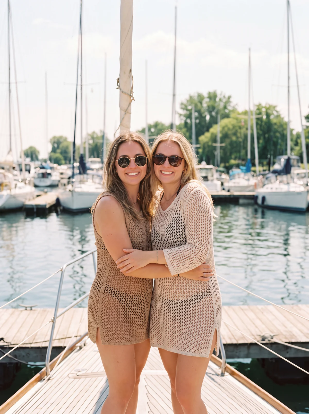Two friends at the marina