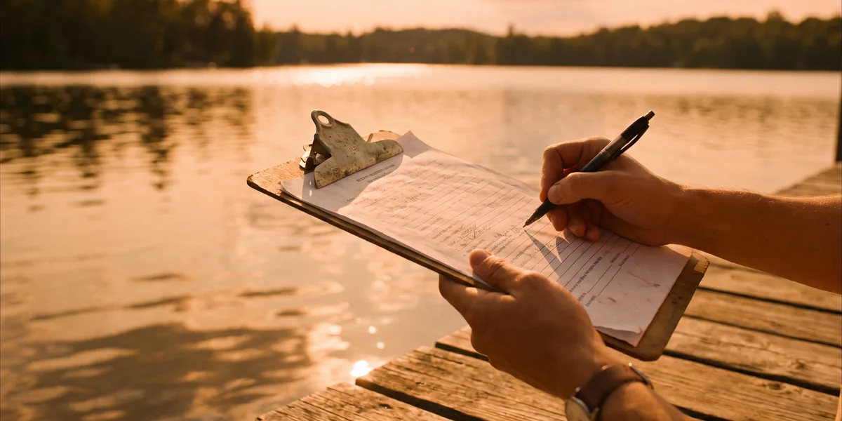Signing the rental waiver dockside